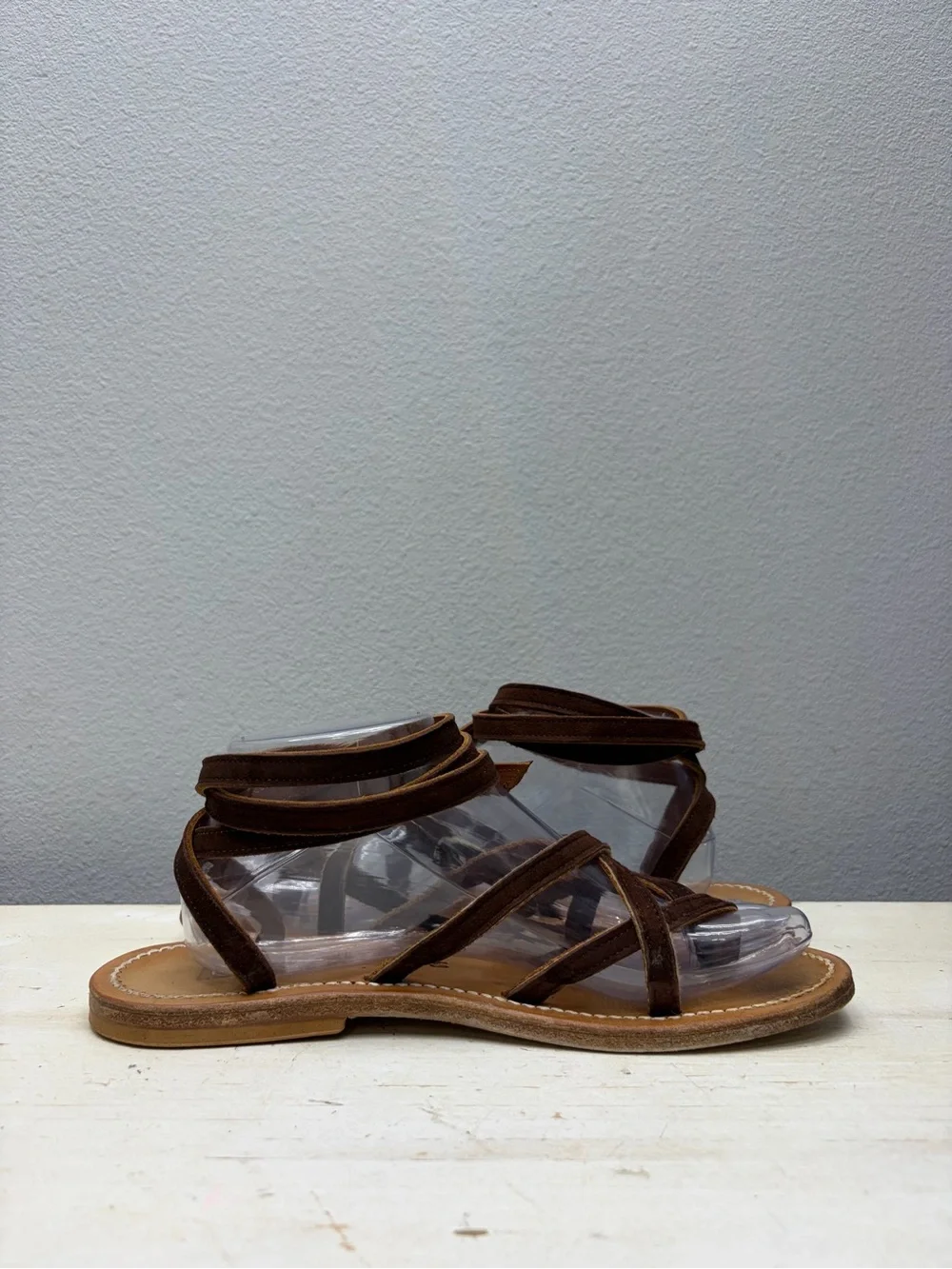 K. Jacques Brown Leather Zenobie Ankle Strap Sandals Size 40